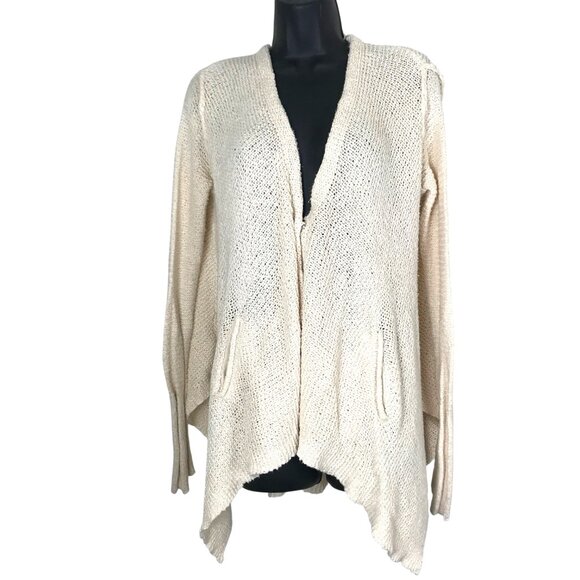 Free People Oversized Lagenlook Cream Cardigan 84% Cotton 16% Rayon Size XS - Picture 3 of 8